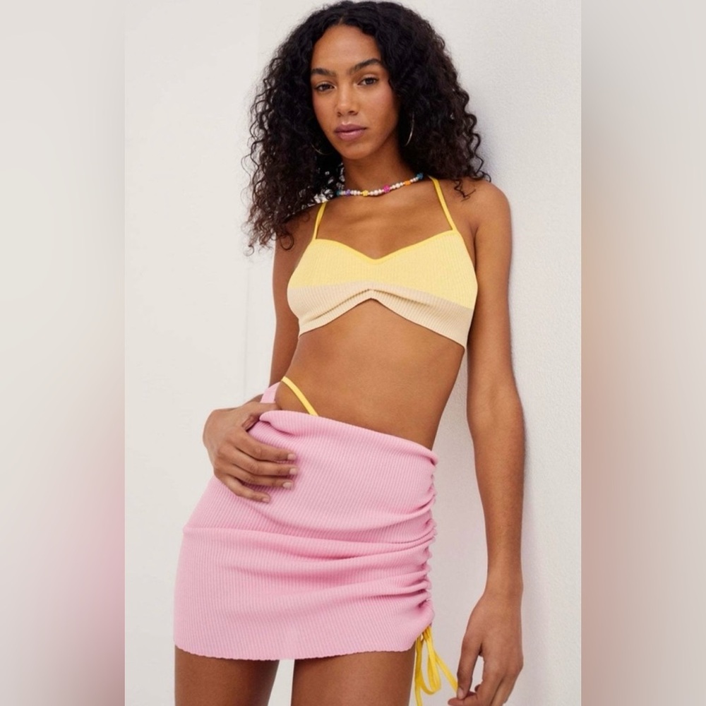 For Love And Lemons Yellow Pencil Mini Skirt Set